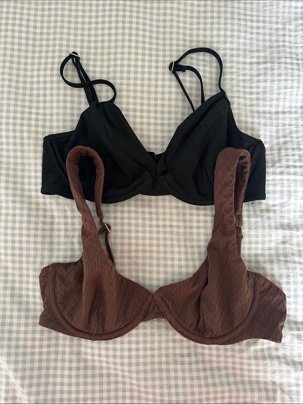 Bundle (2x) of Abercrombie & Fitch Black & Brown Underwire Bikini Tops | XS